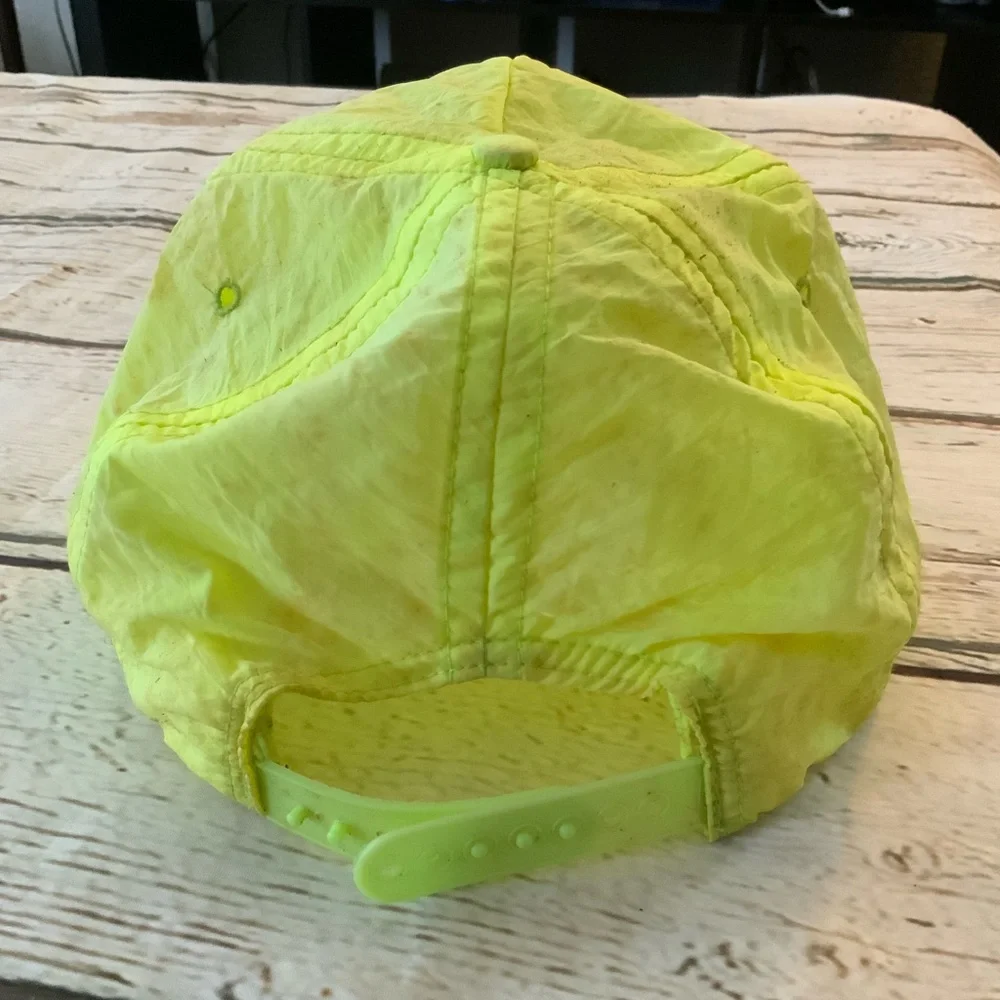 Vintage 90s Virginia Lottery‎ Snapback Hat Neon Yellow Fluo Graphic Cap VA Lotto